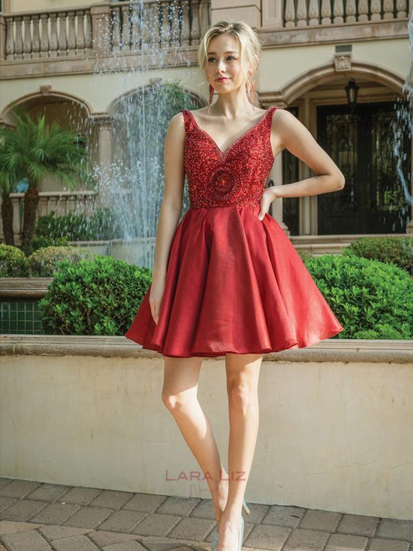 VESTIDO DE SEXTO LL3270 ROJO OSCURO