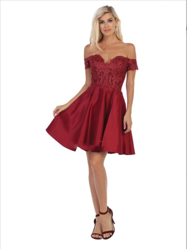 Vestido Corto de Fiesta Vino LL1634