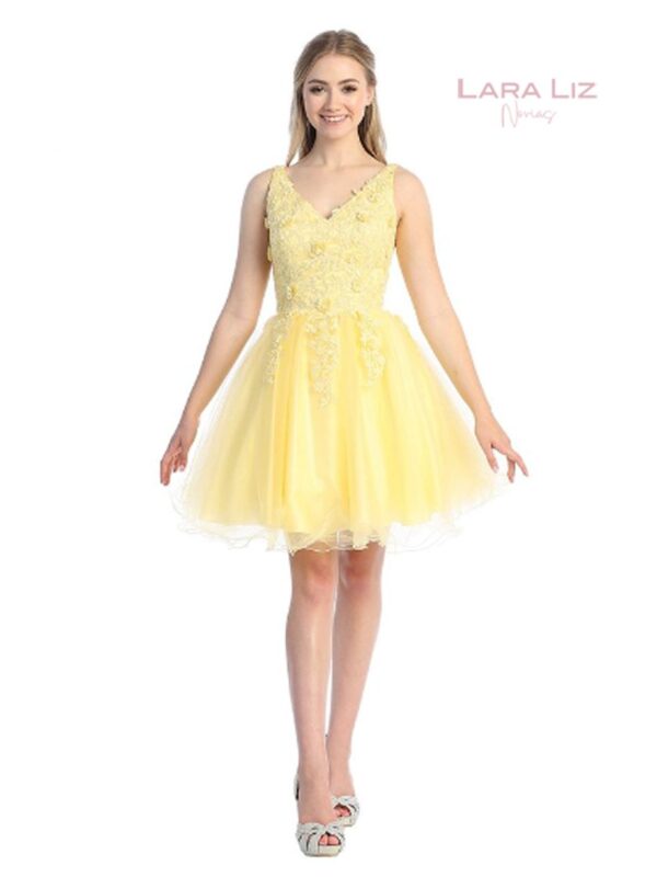 VESTIDO DE GRADUACION CORTO AMARILLO LL6263