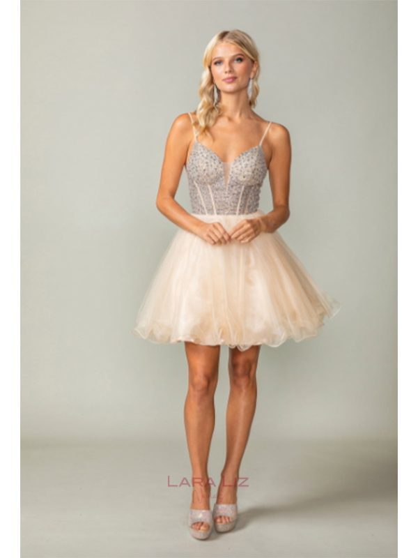 VESTIDO CHAMPAGNE DE GRADUACION DE SEXTO LL3353