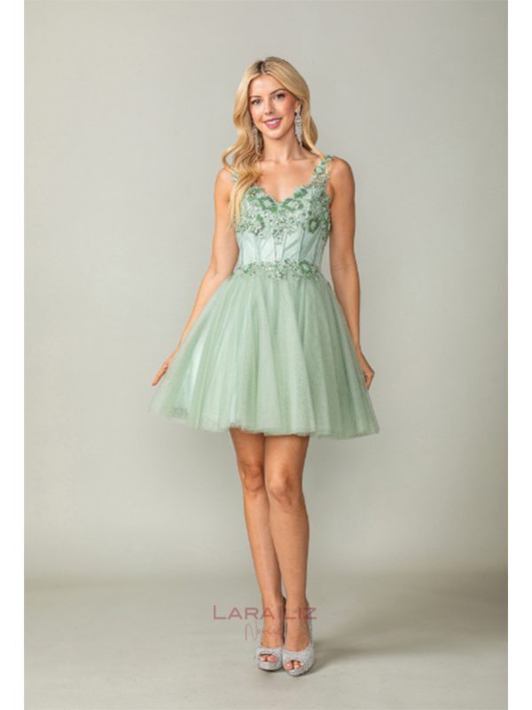 VESTIDO DE GRADUACION DE PRIMARIA VERDE SALVIA LL3374