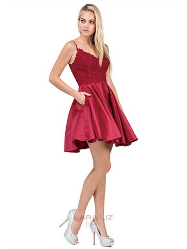 Vestido de Graduacion de Escuela Burgundy LL3037