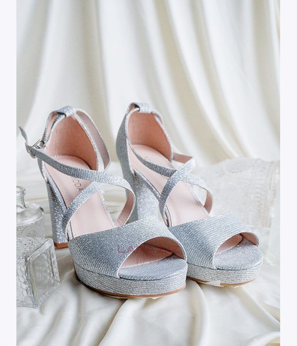 Zapatos Plateados Tacón Alto 68