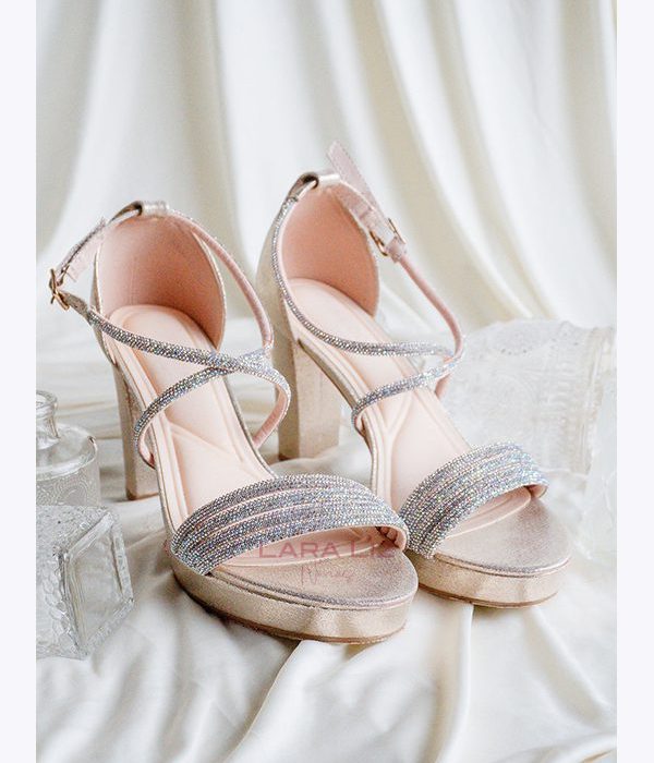 Zapatos de Fiesta Dorados Altos