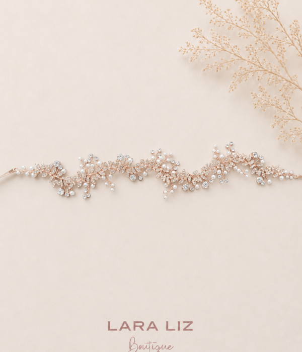 Tocado Elegante Oro Rosa con Cristales